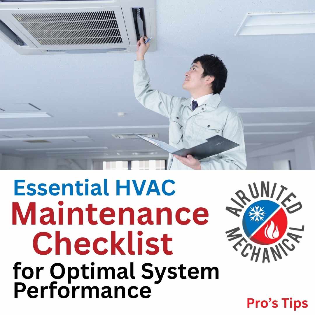 Technician inspecting HVAC unit as part of a routine maintenance checklist to ensure optimal system performance.